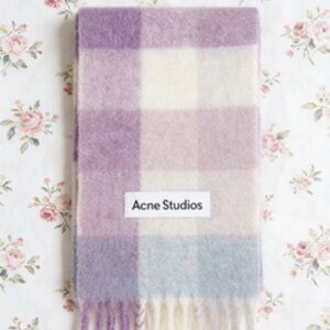 Acne Purple and Blue Checkered Scarf